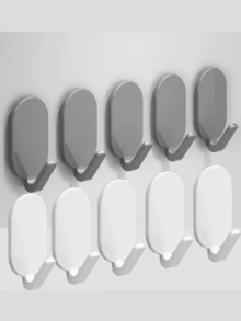 10pcs Heavy Duty Adhesive Hooks No Drilling Wall Mounted Bathroom Towel Rack Organizer Multi-Functional Modern Coat Hanger Storage Solution Easy Installation Kitchen Bedroom Living Room - Multicolor - View 4