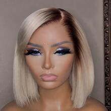 Wear & Go Glueless Elastic Band 13x4 Lace Frontal Wigs #4/613 Blonde Short Bob Human Hair Wigs For Women Pre Plucked Fine Melting Lace Short Straight Wigs For Women True To Length 10inch 12inch 14inch 180 Density - S4/613 - View 9
