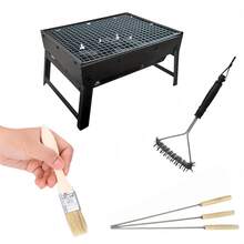 Portable Smokeless Charcoal Grill - Foldable Black Steel Outdoor BBQ Stove, Painted Finish - Black - View 5