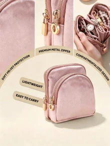 Tas Organizer Perhiasan Lipat Portabel, Kapasitas Besar dengan Banyak Kompartemen untuk Anting, Cincin, Kalung, Gelang, Anting Tusuk, Bros, Tas Penyimpanan Perhiasan Rumah Tangga dari Kain Tahan Air - MultiWarna - View 4