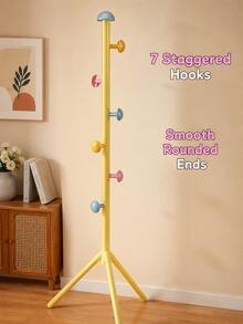 1pc 65inch/165cm Colorful Iron Free-Standing Coat Rack With 7 Mushroom-Shaped Hooks, Cute Macaron Color Space-Saving Clothes Rack, Rounded Hooks, Stable Tripod Base, Suitable For Bedroom, Dorm Or Entryway To Hang Clothes, Hats And Bags - Multiple Styles - View 5