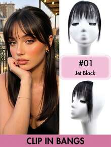 Wispy Clip-In Bangs Human Hair Natural Straight Bangs Hair Pieces Real Forehead Coverage Seamless Bangs For Women Daily Commute Party Wedding Style Multi-Color Optional Reusable Dyeable Easy Apply Soft And Shiny Autumn Travel Festival Christmas - Multicolor - View 17