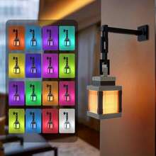 Pixel Lantern Night Light, 16-Color LED Wall-Mounted Ambient Light, With Remote Control, Rechargeable, Desktop Mountable, Cosplay Bedroom Decor Light - Multicolor - View 1