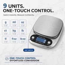 Digital Kitchen Scale With 5kg 0.1g And 10kg 1g Capacity Options, Stainless Steel Food Scale With 9 Units, LED Display, Tare Function For Baking, Cooking, Coffee And Meal Prep - Silver Grey + Blue Protective Film - View 3