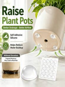 Transparent Invisible Self-Adhesive Flower Pot Heightening Pads, Transparent Flower Pot Spacer Blocks For Improving Ventilation And Drainage, Anti-Slip Flower Pot Pads Help Prevent Root Rot, Suitable For Indoor And Outdoor Flower Pots, Ideal For Home, Office, School Teachers And Other Scenarios, Home Essential - Multicolor - View 1