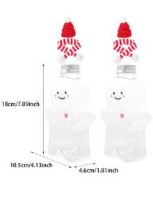 12pcs/Set: 4 Plastic Jars + 4 Lids + 4 Scarves. Gingerbread For Man Plastic Decorative Bottle Containers And Lid Set, Plastic Decorative Jars For Displaying Pearls, Jewelry, And Rings. Suitable For Christmas, New Year Parties, And Holiday - Clear - View 3