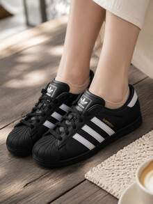 Adidas Women's SUPERSTAR LO PRO W Black Leather Classic Shell Toe Casual Skate Shoes KI6824 - Number 1 Black/White/Gold - View 2