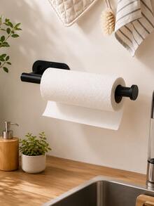 Wall-Mounted Metal Toilet Paper Holder, Smooth Matte Black Toilet Paper Dispenser With Stable Rotating Axis; Suitable For Home Decorators, Rental Property Landlords, Bathroom Renovators, Can Be Installed In Bathroom, Kitchen, Powder Room, Kitchen Essential Home Decor Bathroom Decor Autumn Decor Autumn Home Decor Kitchen Decor Kitchen Bathroom Bathroom Storage - Multicolor - View 1
