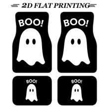4pcs Car Floor Mats, Happy Halloween BOO Ghost Scare Pattern Design, Suitable For Sedan, SUV Models, Fashionable Interior Decoration, Protect Car Bottom, Perfect Holiday Gift - Halloween BOO - View 10