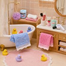 Dollhouse Accessories - Mini Lipstick, Perfume, Bathroom Set, Towel, Hair Dryer, BJD Miniature Bathing Scene Cosmetic Props, Micro Toys, Decorative Models - As Shown - View 2