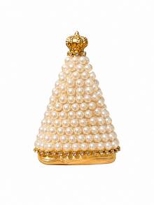 Imagem Nossa Senhora Aparecida com Pérolas e Strass em Gesso Pintada à Mão Decoração Religiosa - 1PC - Visão 3