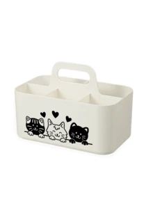 Large Capacity Five Compartment Portable Pet Supplies Storage Box With Handle, Featuring Simple Cat Patterns, Suitable For Pet Stores And Pet-Owning Households - Multicolor - View 11