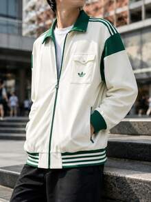 Adidas Men's Sports Jacket TRACK TOP Colorblock Knit Collar Sports Jacket KW5665 - Hanyu White - View 3