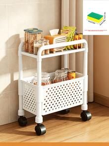 Narrow Gap Rolling Storage Cart, Hollow Plastic Mobile Organizer Trolley With Casters, Multi-Purpose Space-Saving Storage Rack For Kitchen, Bathroom, Bedroom - Multicolor - View 11