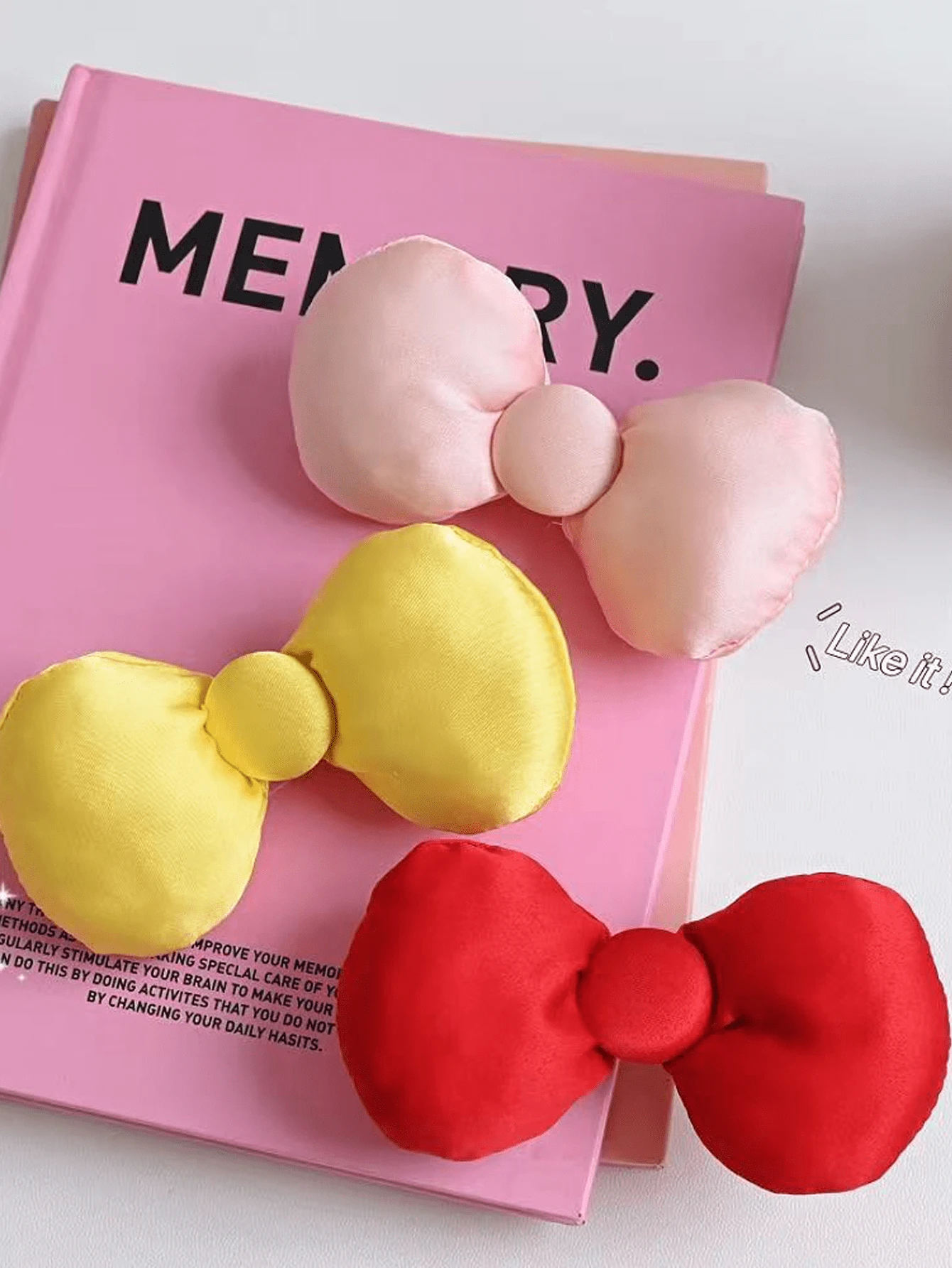 3pcs Women's Cute 3D Padded Bow Hair Clips, Sweet Girly Side Bow Clips, Versatile Bangs Alligator Hair Clips, Simple Bow Hair Accessories For Daily Wear, Photography And Photoshoots - Multicolor - View 1