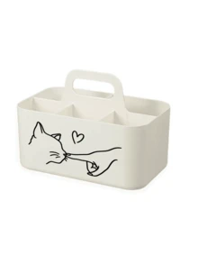 Large Capacity Five Compartment Portable Pet Supplies Storage Box With Handle, Featuring Simple Cat Patterns, Suitable For Pet Stores And Pet-Owning Households - Multicolor - View 12