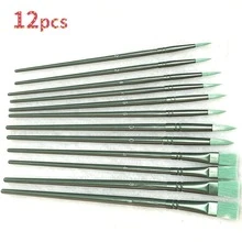 12Pcs Green Nylon Bristle Art Paint Brushes, Professional For: Outlining, Detailing, Contouring, Blending, Color Blocking, Etc., Suitable For Acrylic/Watercolor - Sets - View 6