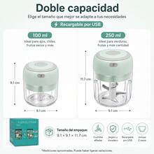 El agitador eléctrico de ajo, que incluye dos tazas de repuesto, puede triturar ajo, cebollas, pimientos, especias,etc., suministros de cocina, cocina y condimentos alimentarios - verde menta - Ver 4
