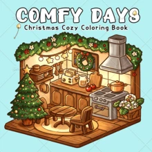 Comfy Days Christmas Cozy Coloring Book For Adults, Large Print Warm Festive Cozy Home Kitchen Illustrations, 120g Thick Inner Pages, Stress‑Relief Relaxing Holiday Activity Book, Wonderful Christmas Gift Idea - Christmas Cozy Coloring Book - View 2
