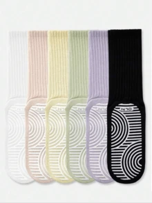 2/4/6 Pairs Non-Slip Pilates Socks For Women, Suitable For Yoga And Pilates, Multiple Colors Available - Multicolor - View 35