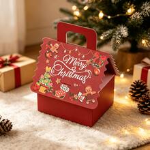 1pc Gingerbread Man Christmas House Pattern Gift Box, Christmas Theme Gift Packaging Box, Christmas Tree Gingerbread Man Bell Pattern, Gift Nougat Chocolate Packaging Box, Christmas Gingerbread House Candy Cookie Box, Suitable For Christmas Gift Packaging - Christmas Gingerbread House Box - View 4