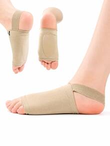 1 par de almohadillas de soporte de arco para pies con vendaje, calcetines de arco - sin apretar, sin deslizarse, alta elasticidad y transpirabilidad; vendaje de soporte para pies; con almohadilla de gel - equipo protector duradero y transpirable; proporciona soporte para deportes; banda de soporte para pies cómoda y ajustada; unisex, para todas las estaciones - Multicolor - Ver 6