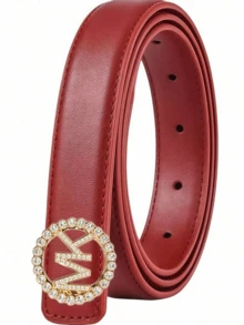 Women's Letter Rhinestone Belt With Metal Buckle, Fashionable Versatile Waist Belt - Multicolor - View 2