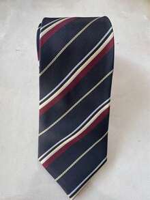 1pc Men's Fashion Navy Blue Encrypted Twill Minimalist Style Tie Suitable For Business And School Matching - Multicolor - View 2