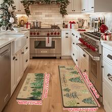 1/2/3pcs Christmas Theme Kitchen Rugs, Flannel Kitchen Rugs With Christmas Tree Pattern, Soft Comfortable Absorbent Non-Slip, Machine Washable With Non-Slip Backing, Suitable For Doorway, Living Room, Bedroom, Kitchen, Dining Room, Bathroom, Laundry Room, Patio, Entryway, Multi-Functional Home Holiday Decorative Mat - Multicolor - View 11