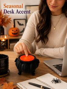 1pc Halloween Witch Cauldron Click Stress Relief Toy, Mini Black Pumpkin Pot Press Top Desktop Fidget Toy, Colorful Cauldron Desktop Decoration, Suitable For Home Office Room Party, Halloween Desktop Accessory, Seasonal Party Decoration Gift - Multicolor - View 8
