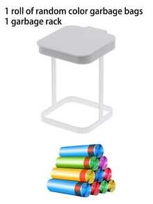 Mini Square Iron Trash Can, Kitchen And Living Room Countertop Flip-Top Trash Can, Suitable For Bedroom, Kitchen Countertop, Floor-Standing, Small Trash Can With Lid, Simple And Easy To Store - B - View 12