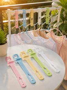 20/30/50/100pcs 16.5cm Adjustable Windproof Plastic Clothes Hanger Clips, Colorful Random Pastel Ribbed Non-Slip Hanger Straps For Secure Drying Of Clothes And Towels, Laundry Rack Accessories For Balcony, Bathroom And Laundry Room - Multiple Styles - View 9