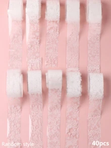 60/40/20/10pcs White Lace Flower Transfer Paper, Random Pattern (Non-Adhesive) - White - View 8