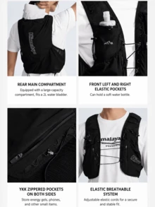 CAMEL CROWN Ransel Rompi Ringan, Tahan Lama, dan Dilengkapi Teknologi Canggih untuk Lari Lintasan Luar Ruangan - Hitam - View 3