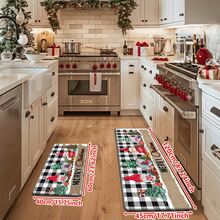 1/2/3pcs Christmas Theme Kitchen Rug, Flannel Kitchen Mat, Soft Comfortable Absorbent Non-Slip Machine Washable With Non-Slip Backing, Suitable For Multiple Scenes: Entryway, Living Room, Bedroom, Kitchen, Dining Room, Bathroom, Laundry Room, Hallway, Christmas Holiday Home Decor - Multicolor - View 11