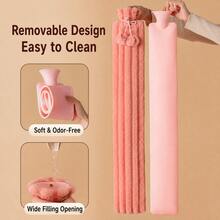 3250ml/2250ml Long Hot Water Bottle (32 Inches) – Water-Fillable Hand Warmer; Durable & Explosion-Proof; Winter Warmth Essential (Note: Internal Lining Patterns And Colors May Vary; Ribbed Cover Colors And Patterns Are Shipped At Random) - Upgraded Hot Water Bottle - View 3