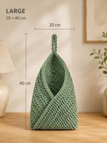 1pc Handmade Jute Wall-Mounted Fruit & Vegetable Storage Basket, Macrame Design With Mesh Structure - Multicolor - View 14