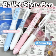 4pcs Cute Ballet Bow Ribbon Neutral Pen Set, 0.5mm ST Tip Quick-Dry Smooth Writing, Ins Style Aesthetic Student Exam School Stationery Supplies - Sets - View 2