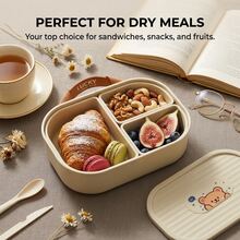 Hộp cơm bento nhựa di động 950ml với 3 ngăn tháo rời, họa tiết dễ thương, hộp đựng thực phẩm chia ngăn dùng được trong lò vi sóng cho trái cây và salad, hộp cơm chống rò rỉ, hộp chuẩn bị bữa ăn cho học sinh và người lớn dùng tại văn phòng, dã ngoại, cắm trại, tựu trường - Nhiều màu - Xem 7