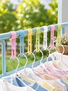 20/30/50/100pcs 16.5cm Adjustable Windproof Plastic Clothes Hanger Clips, Colorful Random Pastel Ribbed Non-Slip Hanger Straps For Secure Drying Of Clothes And Towels, Laundry Rack Accessories For Balcony, Bathroom And Laundry Room - Multiple Styles - View 1