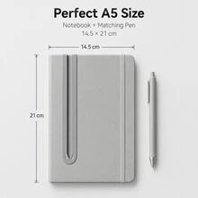 1pc A5 Hardcover Notebook With Built-In Pen Holder & Matching Pen, 90gsm Cream Lined Paper, 100 Sheets, Elastic Closure And Ribbon Bookmark For Work, Study, Meetings & Daily Notes - 6030 - View 7