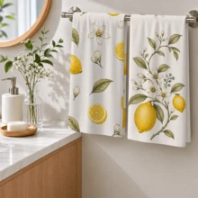 2/4/6/8pcs Lemon Kitchen Towels, Watercolor Lemon, Citrus Flower & Leaf Botanical Print, Decorative Napkins, Tea Towels & Hand Towels, Mediterranean French Country Summer Kitchen Decor, Housewarming Gift - Multicolor - View 10
