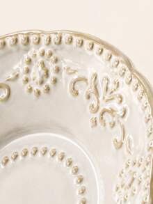 1 buah/3 buah Baki Perhiasan Keramik Timbul Vintage Eropa, Ukuran 4,25 Inci, Warna Putih Krem & Pola Bunga Emas, Cocok untuk Menyimpan dan Memajang Cincin, Anting, Kalung, Dekorasi Kamar Tidur dan Hadiah untuk Wanita - MultiWarna - View 5