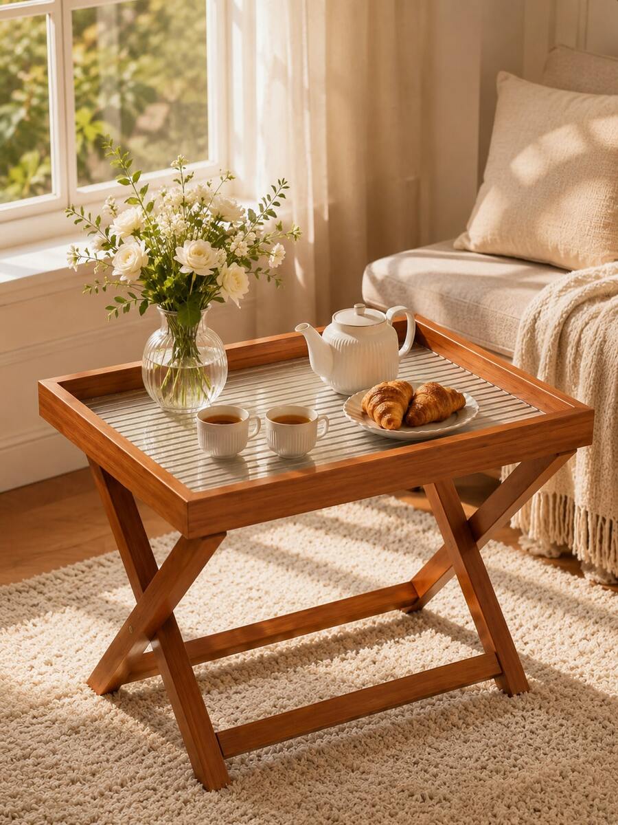 Foldable Side Table, Portable Folding Tray Table, Compact Sofa End Table, Suitable For Adults, Elderly And Students, Applicable For Living Room, Bedroom, Balcony, Dormitory And Office, Suitable For Placing Coffee, Snacks, Books, Suitable For Reading And Daily Storage