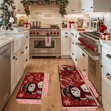 1/2/3pcs Christmas Theme Kitchen Rug, Flannel Kitchen Mat, Soft Comfortable Absorbent Non-Slip Machine Washable With Anti-Slip Backing, Multi-Functional Home Floor Mat For Entryway, Living Room, Bedroom, Kitchen, Dining Room, Bathroom, Laundry Room, Hallway, Patio, Holiday Christmas Decor Mat - Multicolor - View 16