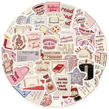 somoving 50pcs Bookish Reading Theme Stickers, Vintage Book English Planner Decoration Waterproof Stickers For Reading Lovers - Multicolor - View 1