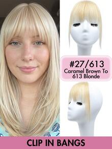 Wispy Clip-In Bangs Human Hair Natural Straight Bangs Hair Pieces Real Forehead Coverage Seamless Bangs For Women Daily Commute Party Wedding Style Multi-Color Optional Reusable Dyeable Easy Apply Soft And Shiny Autumn Travel Festival Christmas - Multicolor - View 15