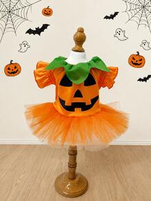 LUCKIE LABO 1pc Halloween Pumpkin Smiling Face Funny Pattern Pet Dress, Physical Flea Prevention, Reduces Shedding, Heat-Insulating And Breathable, Suitable For Small And Large Dogs And Cats, Indoor And Outdoor - Multicolor - View 14