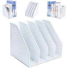 1pc 4-Section Foldable Book Stand, Student Expandable Book Rack, Collapsible Desktop File Organizer, Book Storage Box, File Holder, Office Supplies, School Supplies, Desktop Storage, Student Gift, Back To School - White - View 11