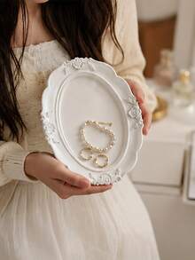Nordic-Style Oval Resin Storage Tray, Perfect For Holding Rings, Earrings, And Pearls. Suitable For Dressing Tables, Bedroom Wardrobes, Bathroom Countertops, And Elegant Room Decor. - Multicolor - View 5